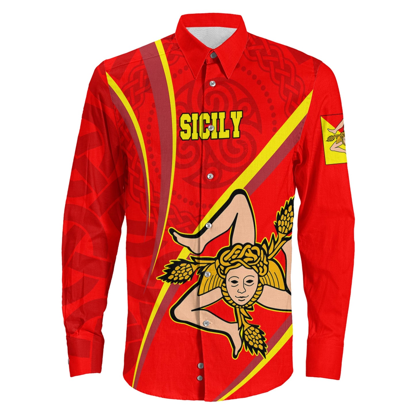 Sicily Proud To Be Sicilian Long Sleeve Button Shirt