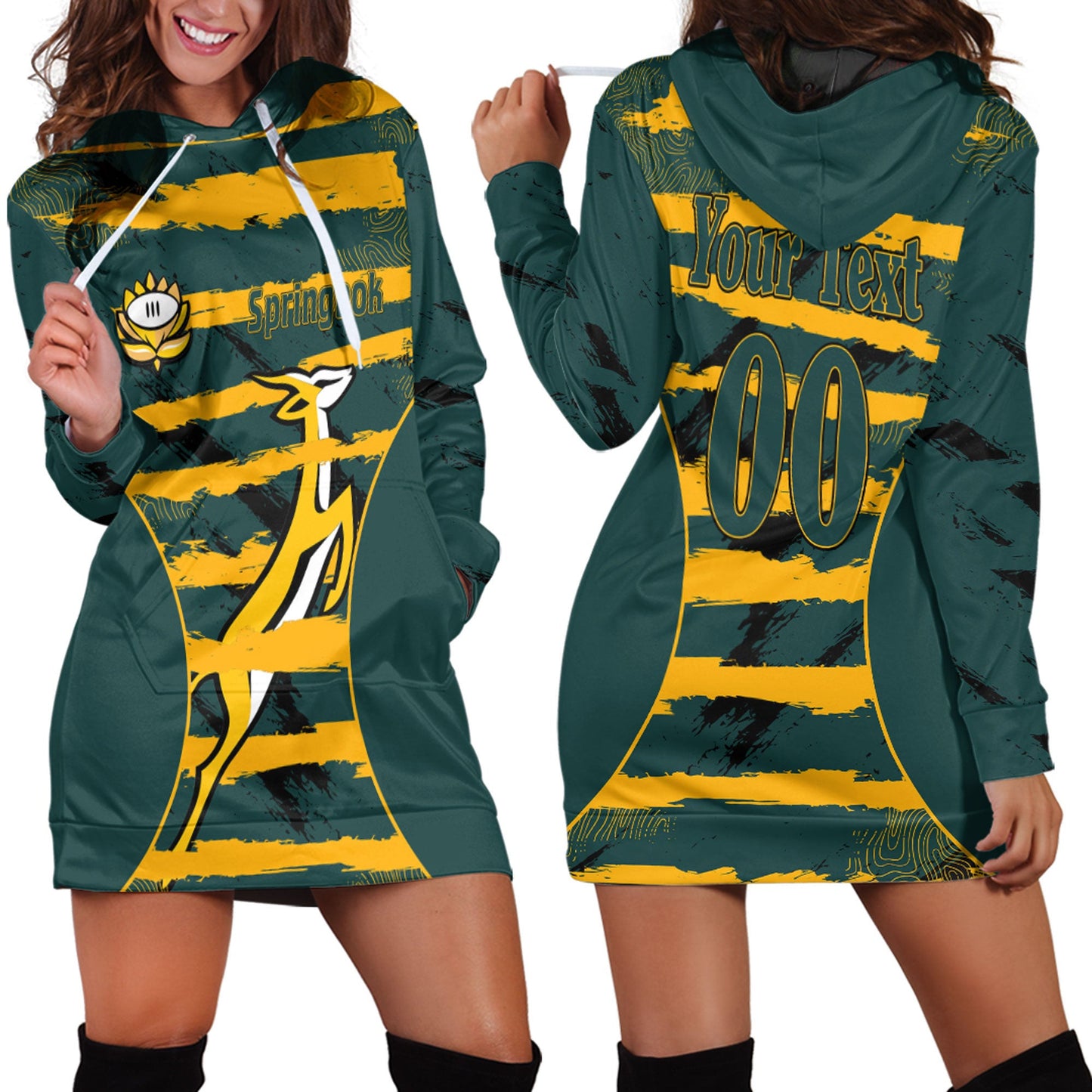 Hoodie Dress Custom South Africa Springboks Rugby