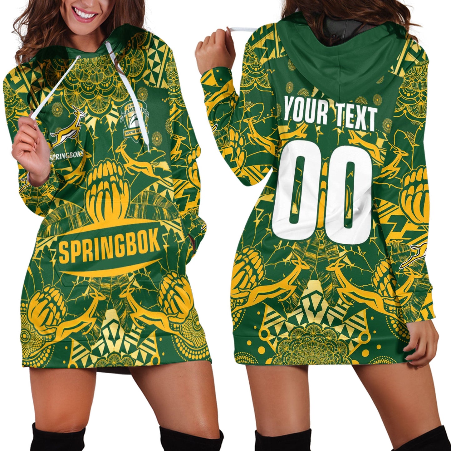 Hoodie Dress Custom South Africa Springboks Rugby