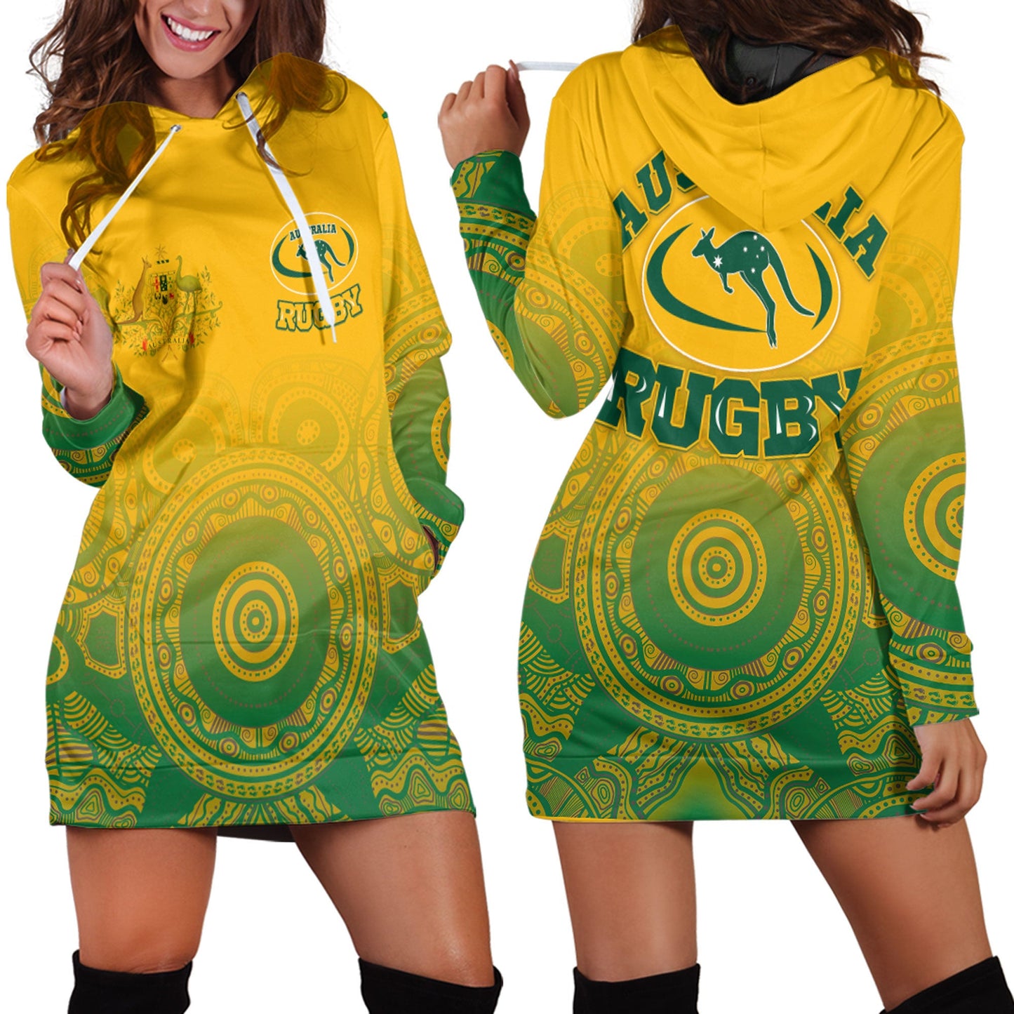 Hoodie Dress Australia Aboriginal Rugby and Coat Of Arms