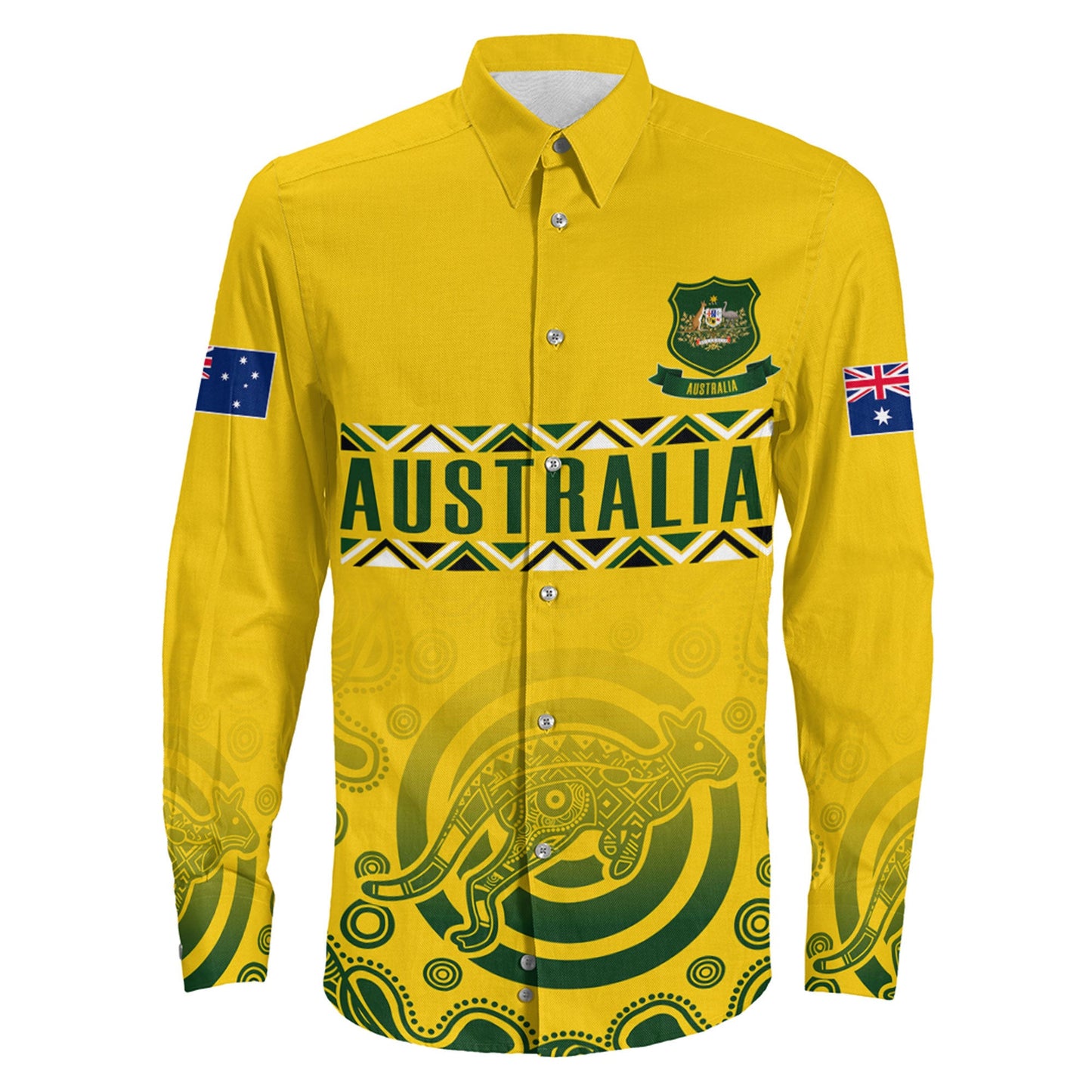 Long Sleeve Button Shirt Australia Sport Rugby Indigenous Aboriginal