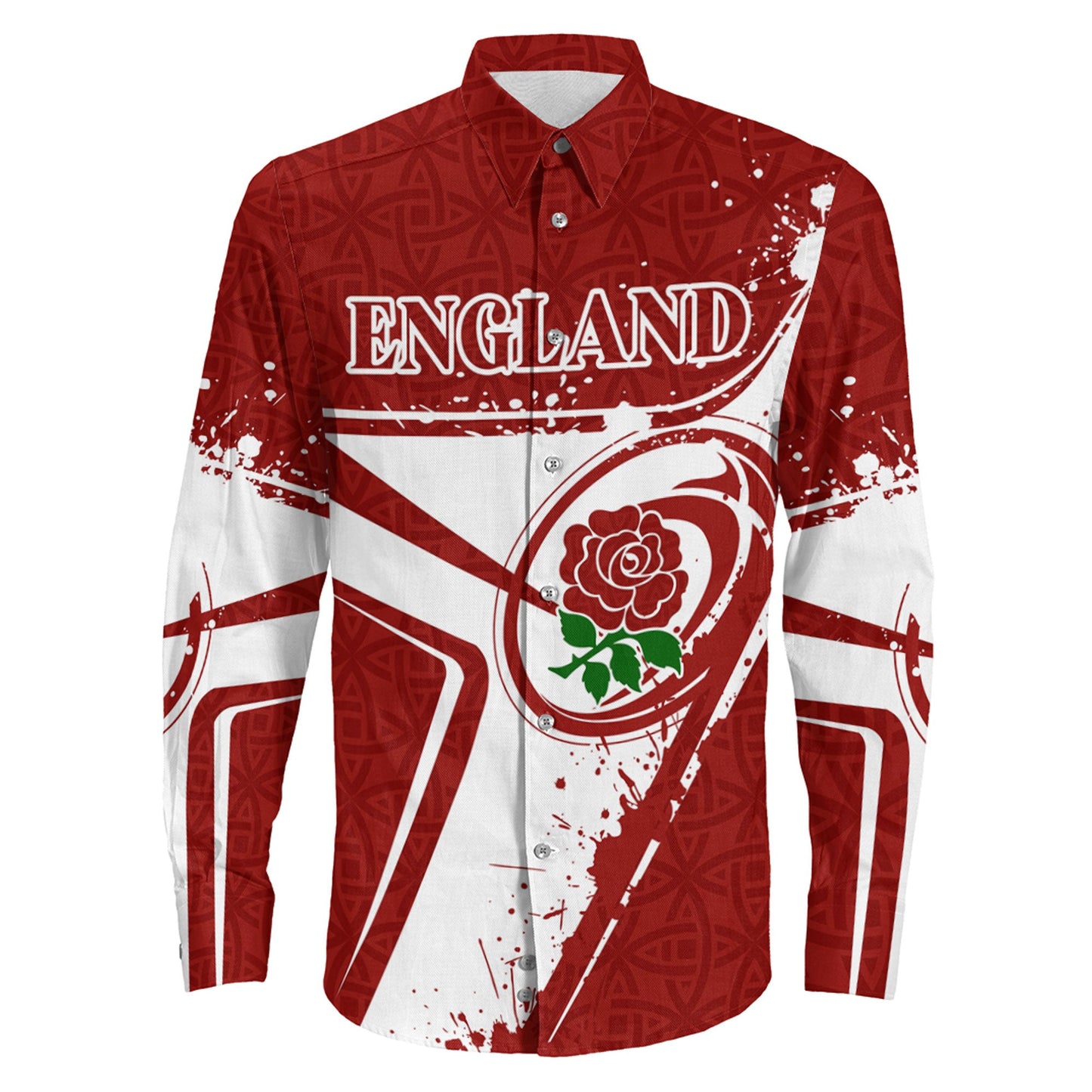 Long Sleeve Button Shirt England Rugby Rose