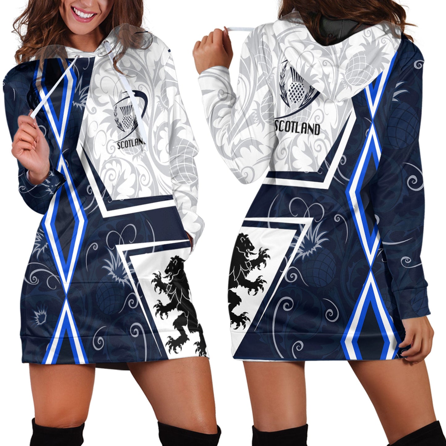 Hoodie Dress Scotland Rugby Thistle Of Scottish Navy Legend Stye