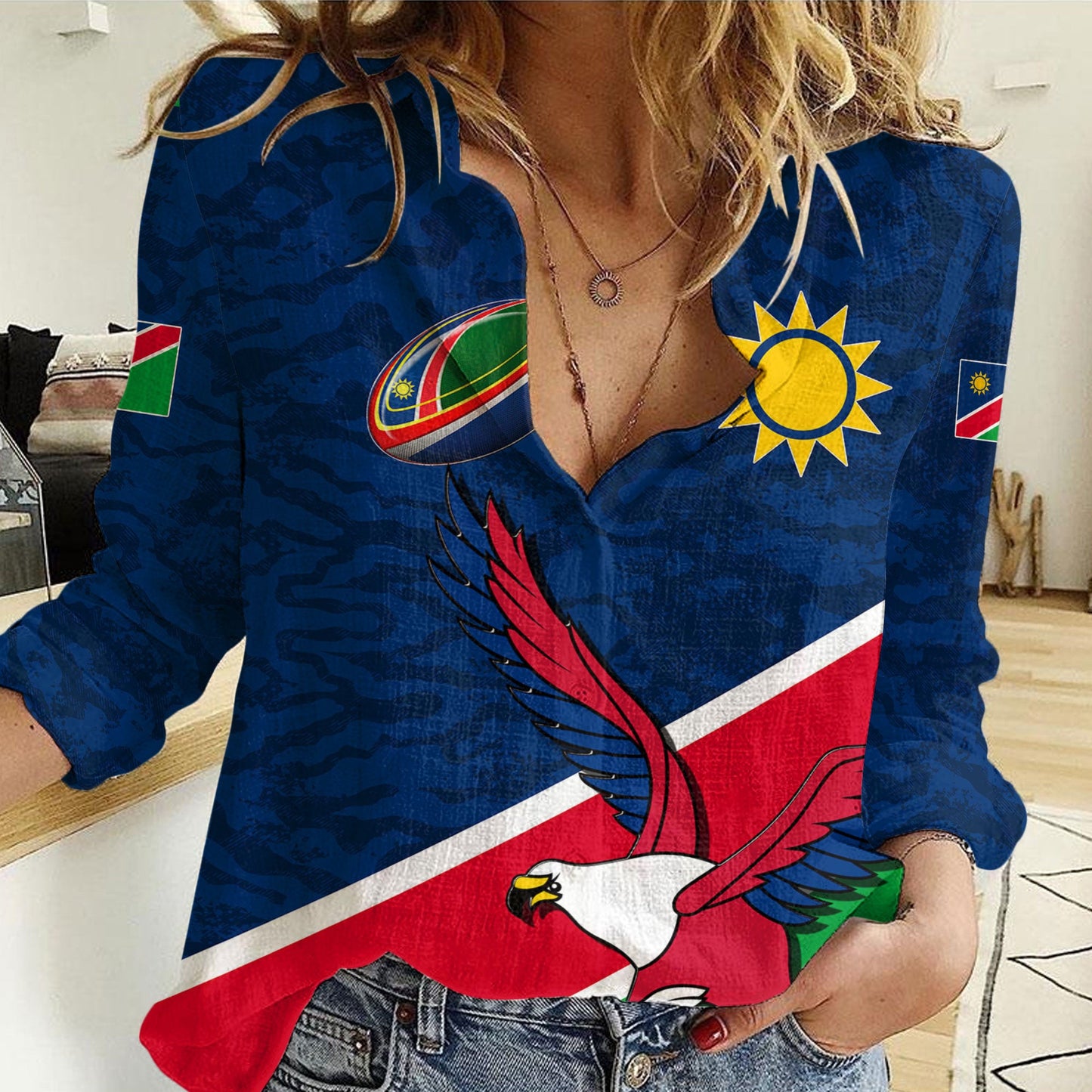Women Casual Shirt Custom Namibia Rugby