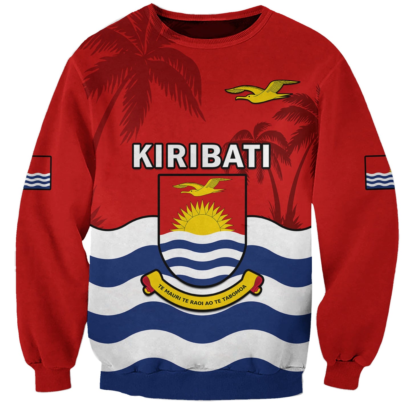 Ribaberiki Kiribati Coat Of Arms Mix Palm Trees Sweatshirt