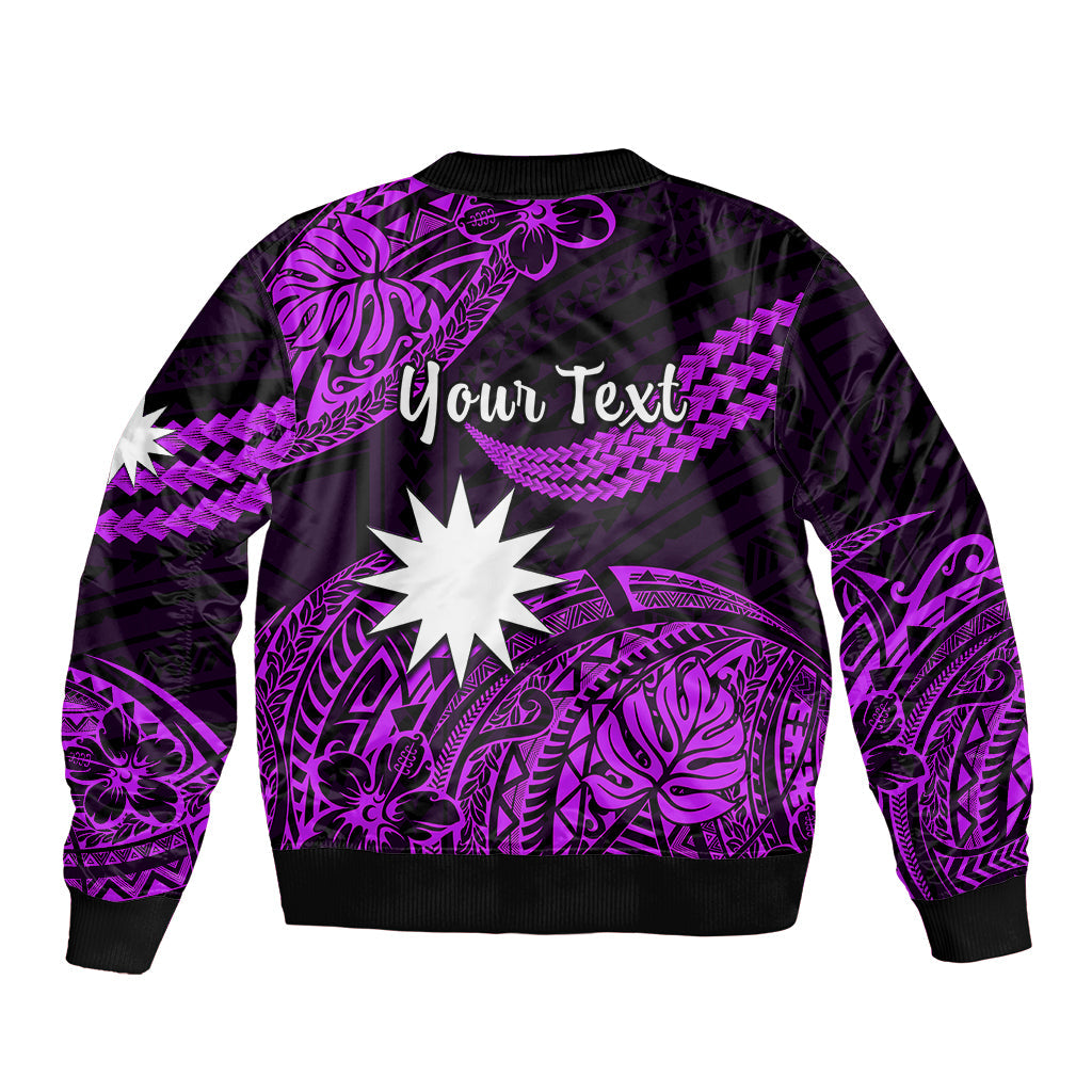 (Custom Personalised) Nauru Polynesian Hibiscus Naoero Purple Bomber Jacket