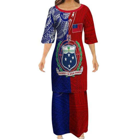 Samoa Coat Of Arms Matching Polynesian Tribal Pattern Half Style Dress And Hawaiian Shirt For Him Her