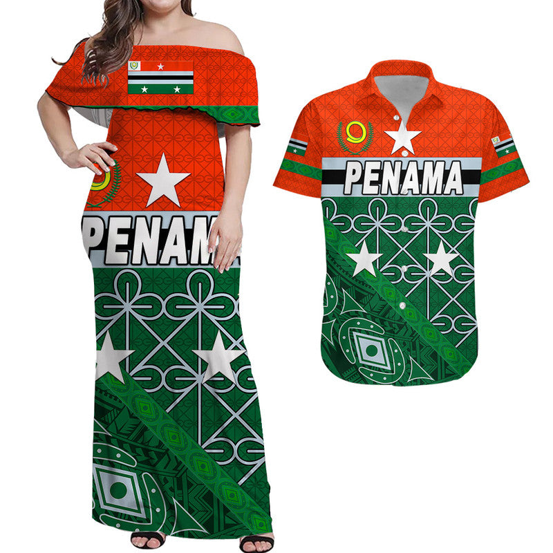 Penama Province Combo Dress and Hawaiian Shirt Matching Couples Outfit Vanuatu Pattern Unique Style