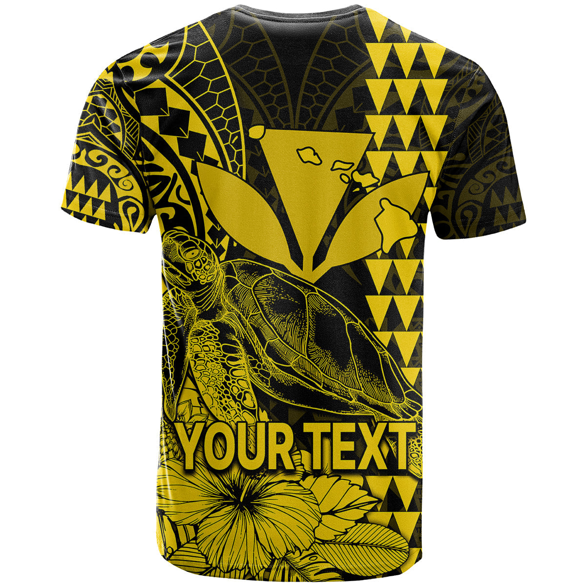 Kakau Polynesian Tribal Hawaiian Turtle With Kanaka Maoli Yellow T Shirt