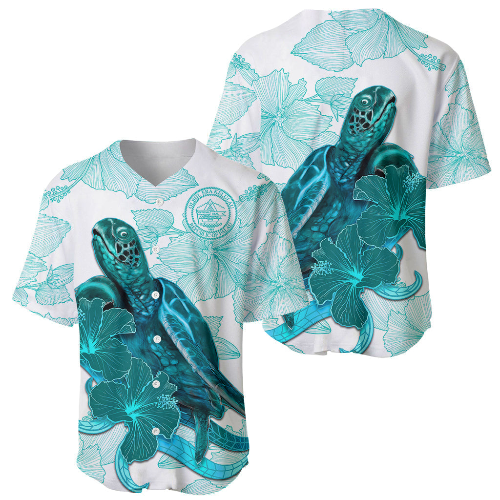 Palau Coat Of Arms With Polynesian Turtle Hibiscus Baseball Jersey