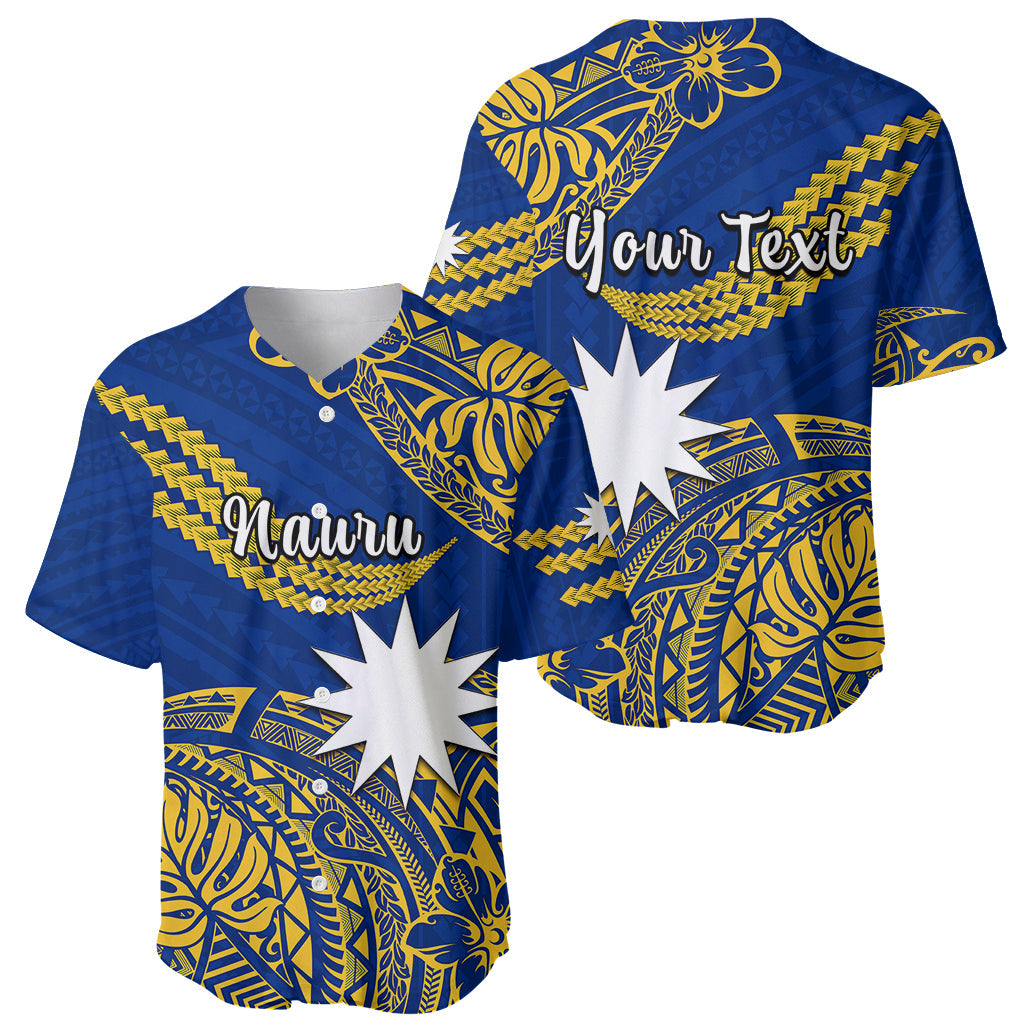 (Custom Personalised) Nauru Polynesian Hibiscus Naoero Flag Color Baseball Jersey