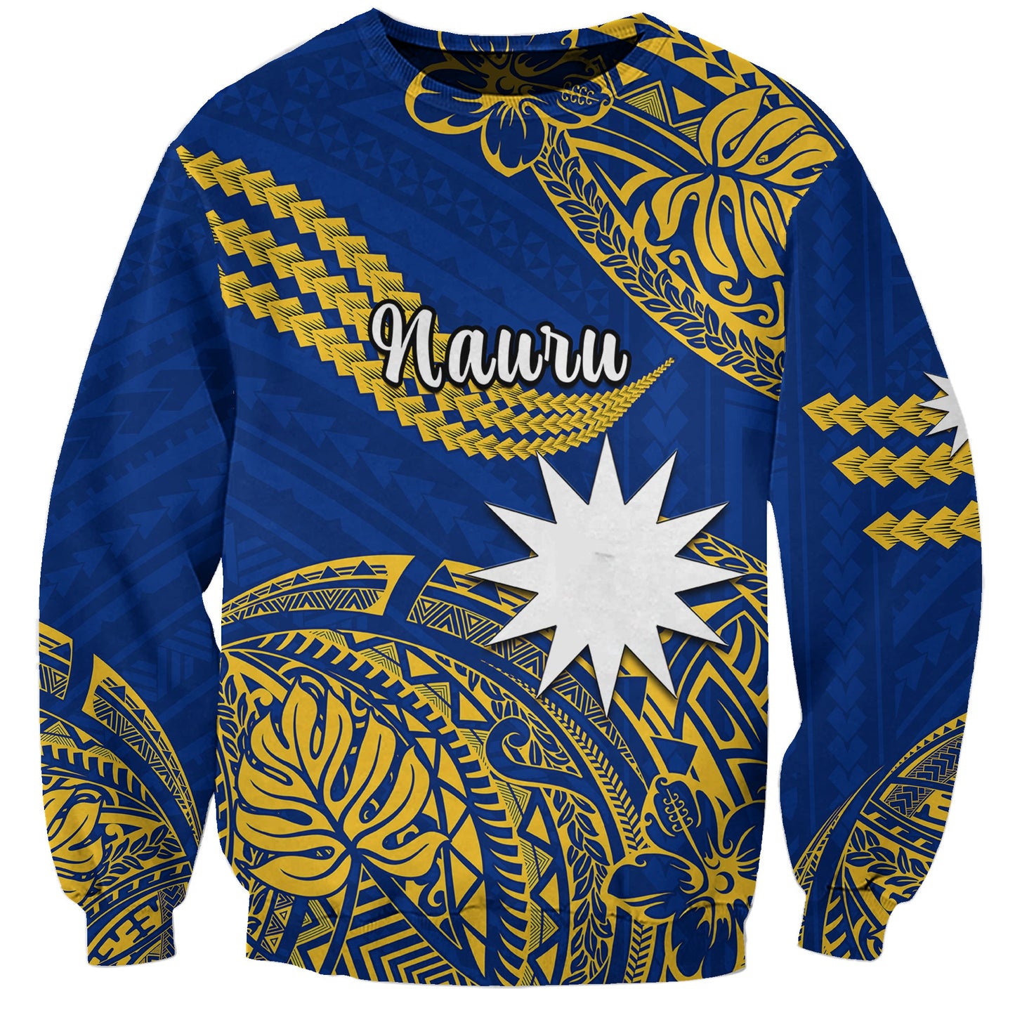 Nauru Polynesian Hibiscus Naoero Flag Color Sweatshirt