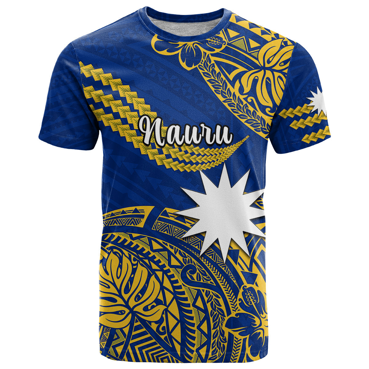 Nauru Polynesian Hibiscus Naoero Flag Color T Shirt