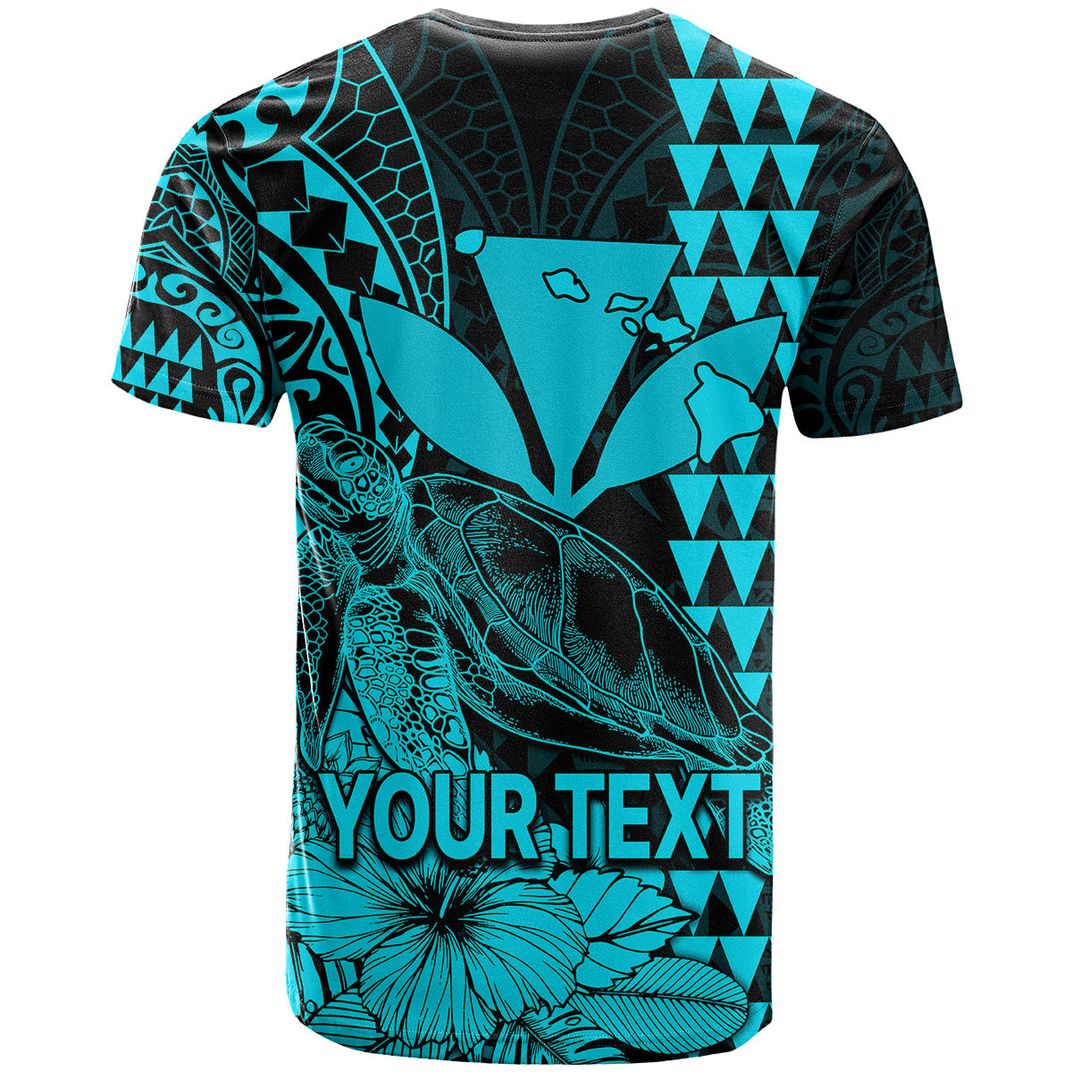 Custom Personalised Kakau Polynesian Tribal Hawaiian Turtle With Kanaka Maoli Teal T Shirt