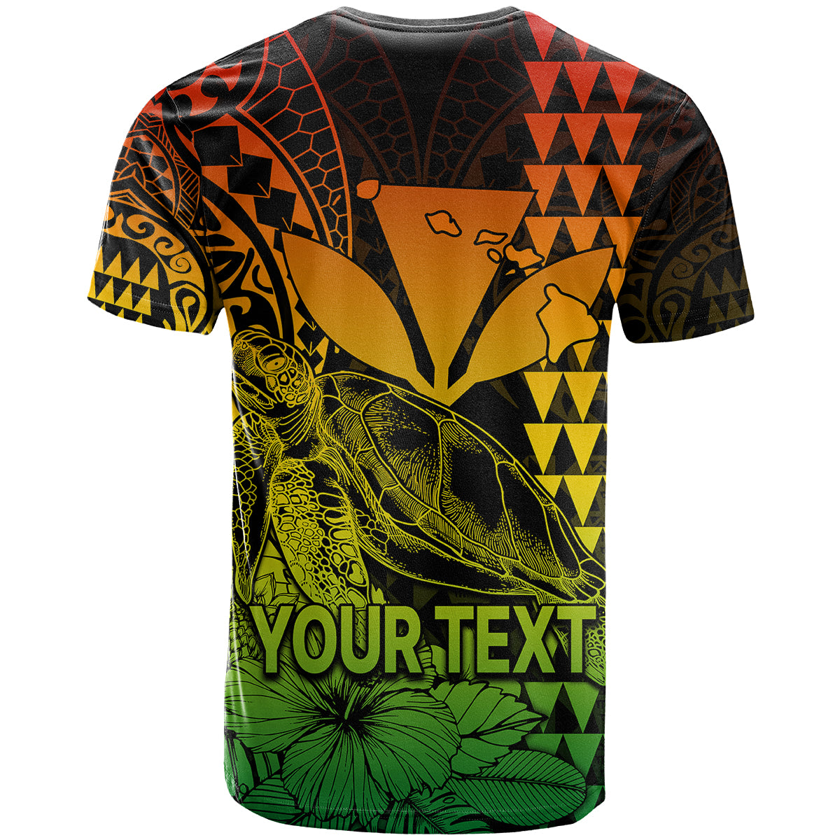 (Custom Personalised) Kakau Polynesian Tribal Hawaiian Turtle with Kanaka Maoli Reggae T Shirt