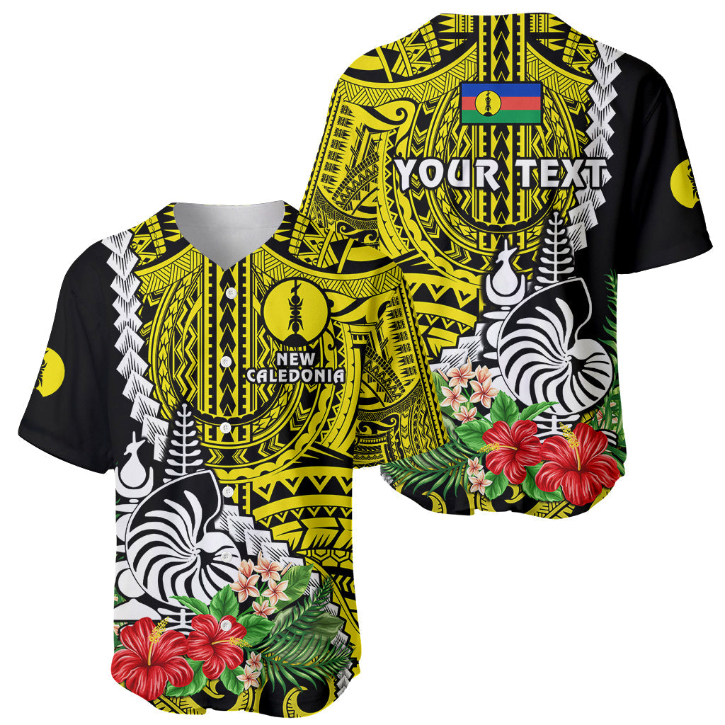 (Custom Personalised) New Caledonia Polynesian Coat Of Arms Mix Tropical Flowers Baseball Jersey
