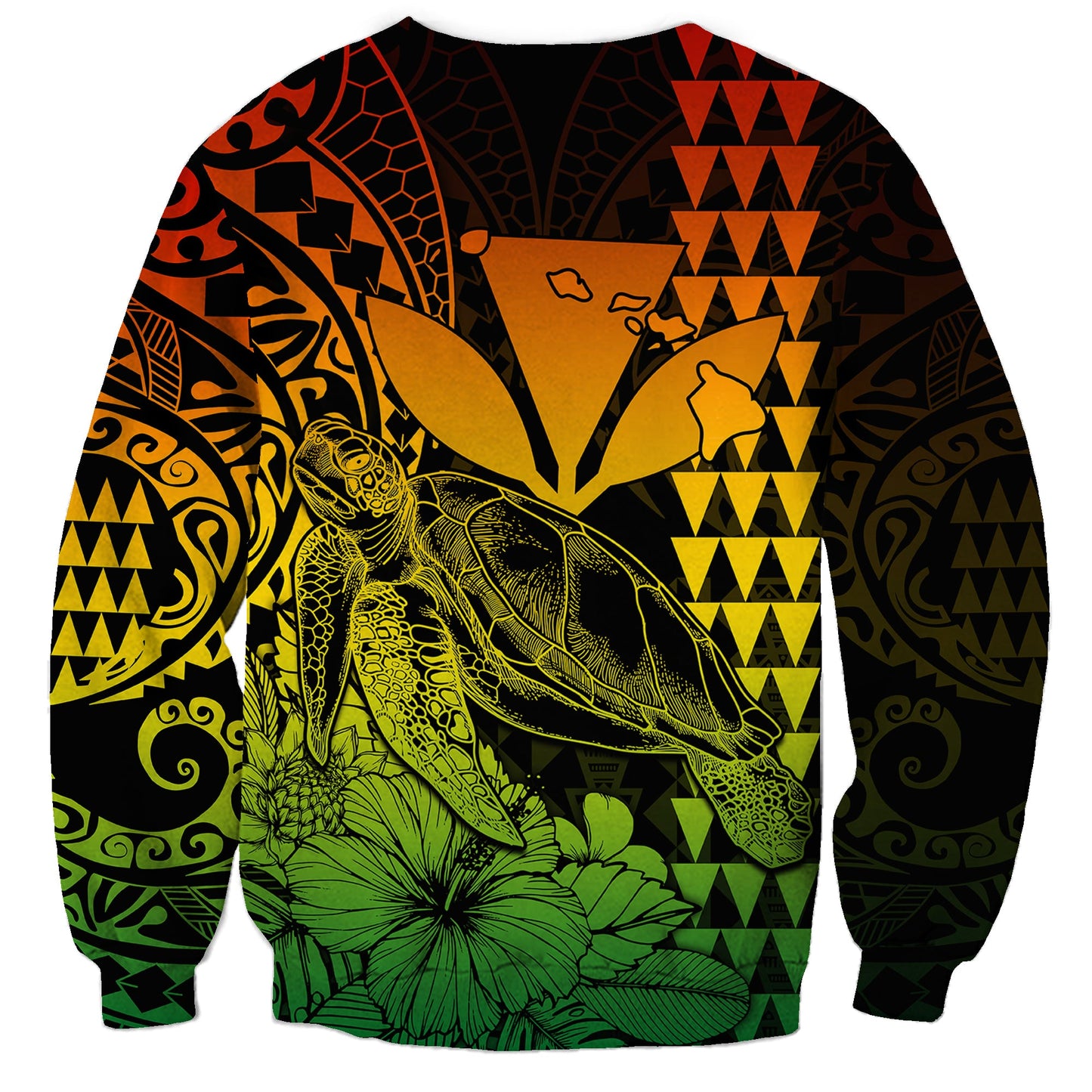 Kakau Polynesian Tribal Hawaiian Turtle with Kanaka Maoli Reggae Sweatshirt