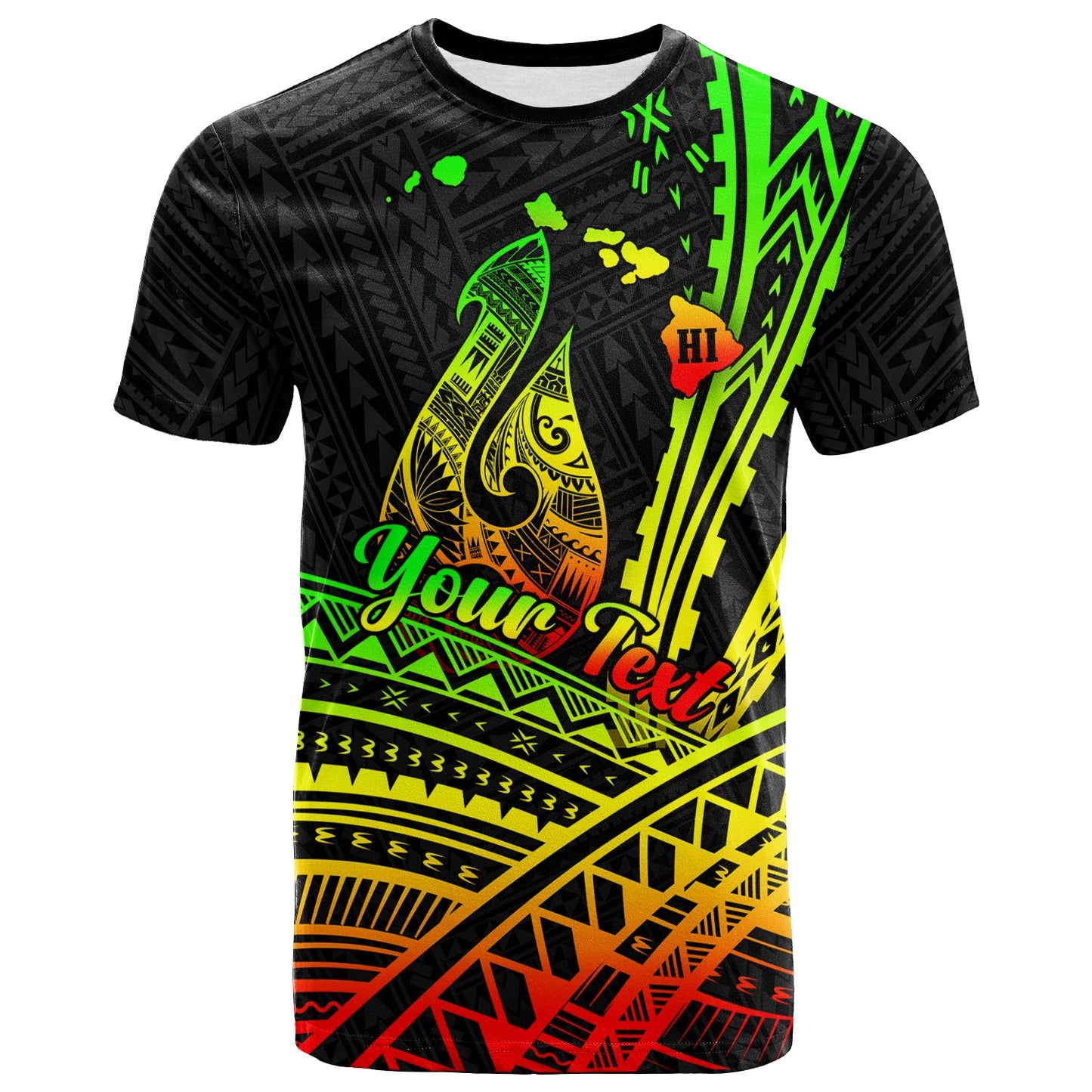 (Custom Personalised) Hawaii Fish Hook Polynesian Tribal Reggae T Shirt 2
