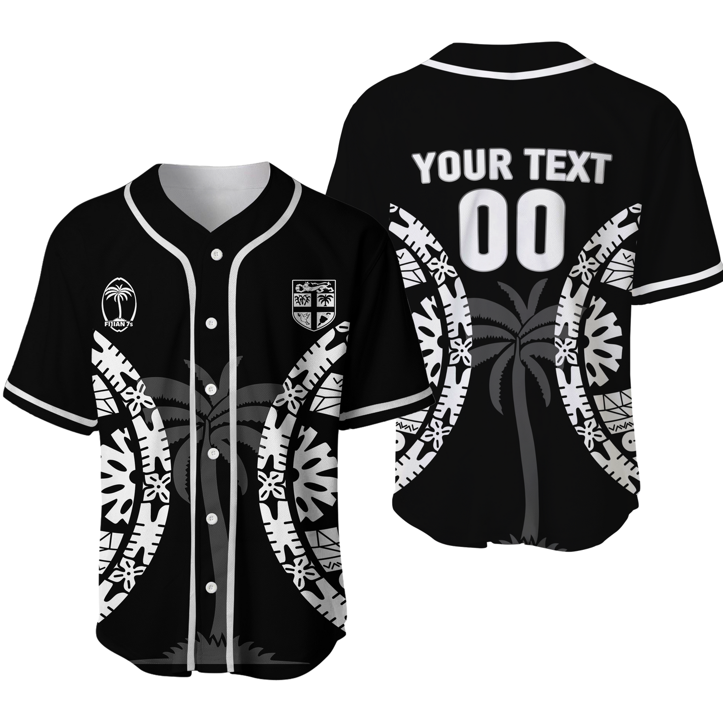(Custom Personalised) Fiji Rugby Sevens Fijian Tapa Pattern Baseball Jersey