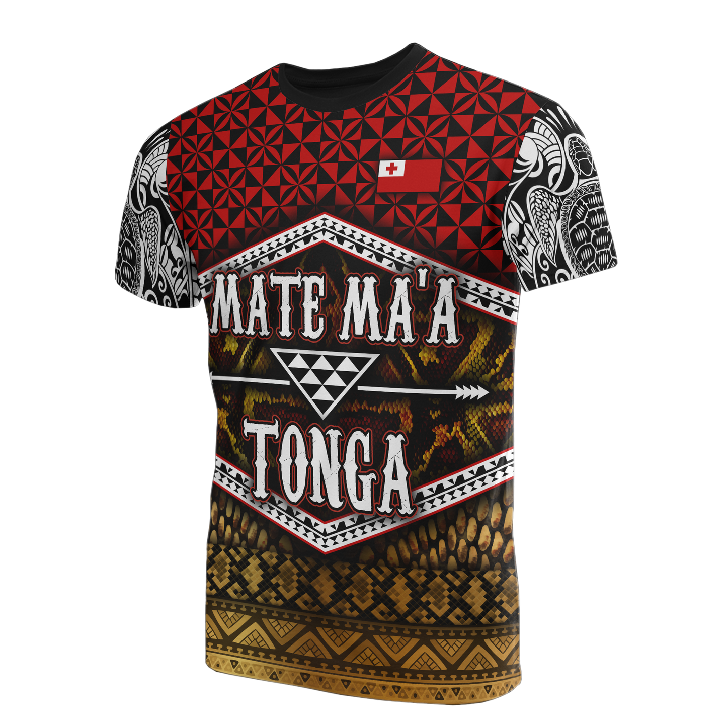 Mate Ma'A Tonga T - Shirt - Tonga Flag Polynesian Pattern