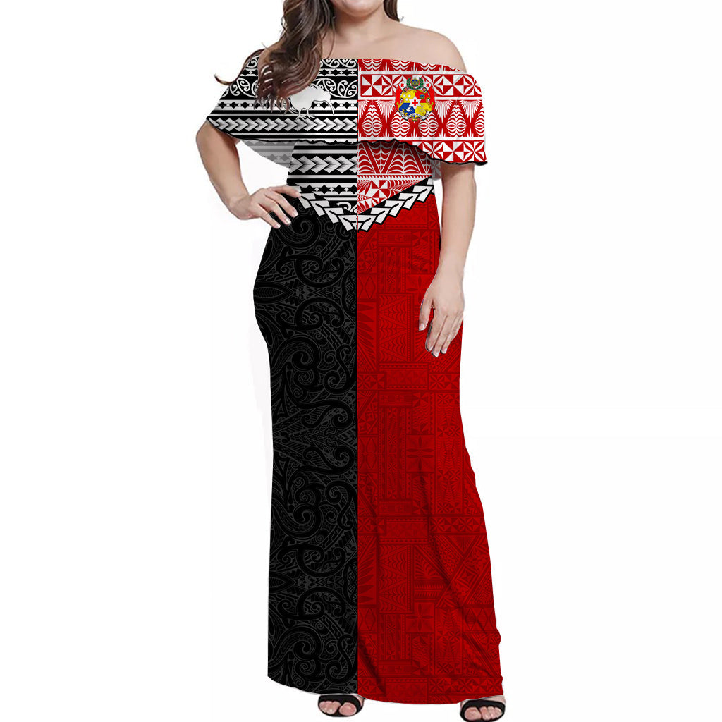 Tonga Combine New Zealand Maori Aotearoa Heritage Off Shoulder Long Dress