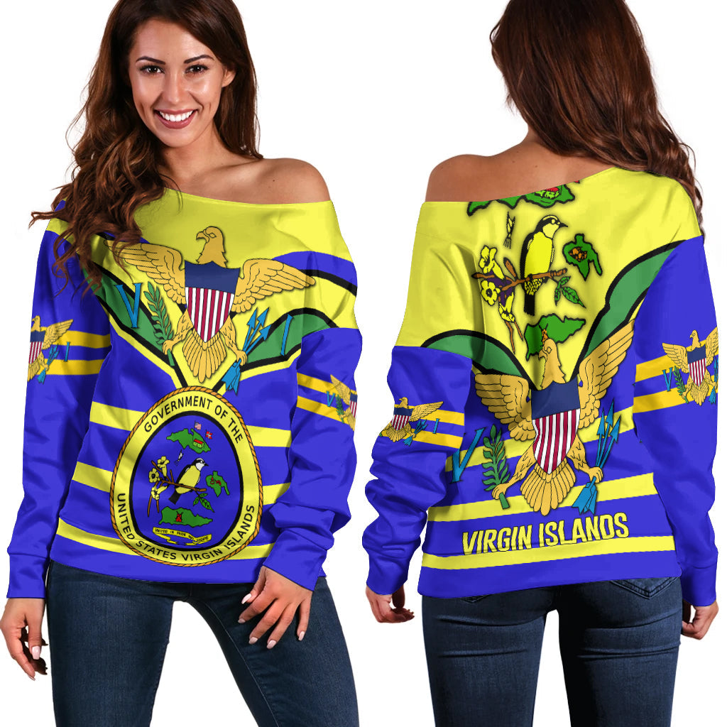 US Virgin Islands Off Shoulder Sweater Egales with Seal
