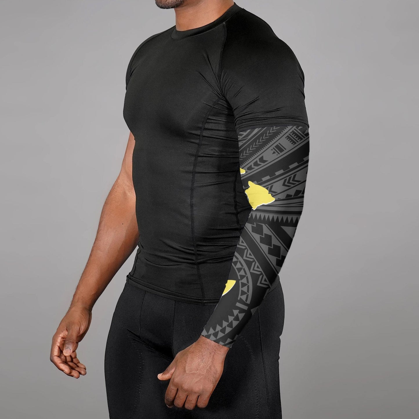Hawaii Arm Sleeve - Hawaii Kanaka Maoli And Map ( Black)