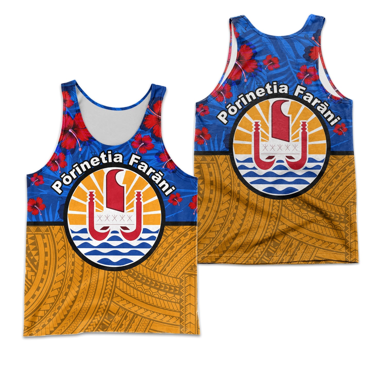 French Polynesian Hibiscus Flowers Men's Tank