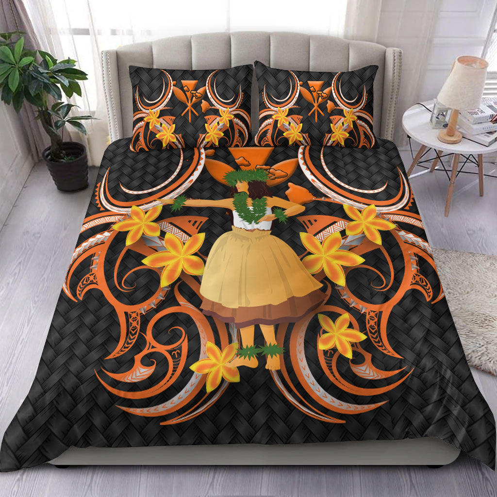 Hawaii Hula Girl Floral Bedding Set
