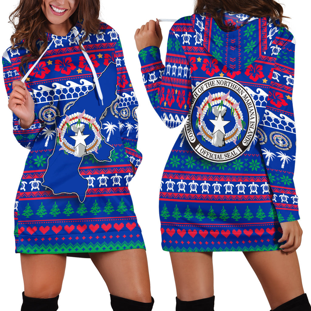 Northern Mariana Islands Christmas Hoodie Dress Ugly Christmas
