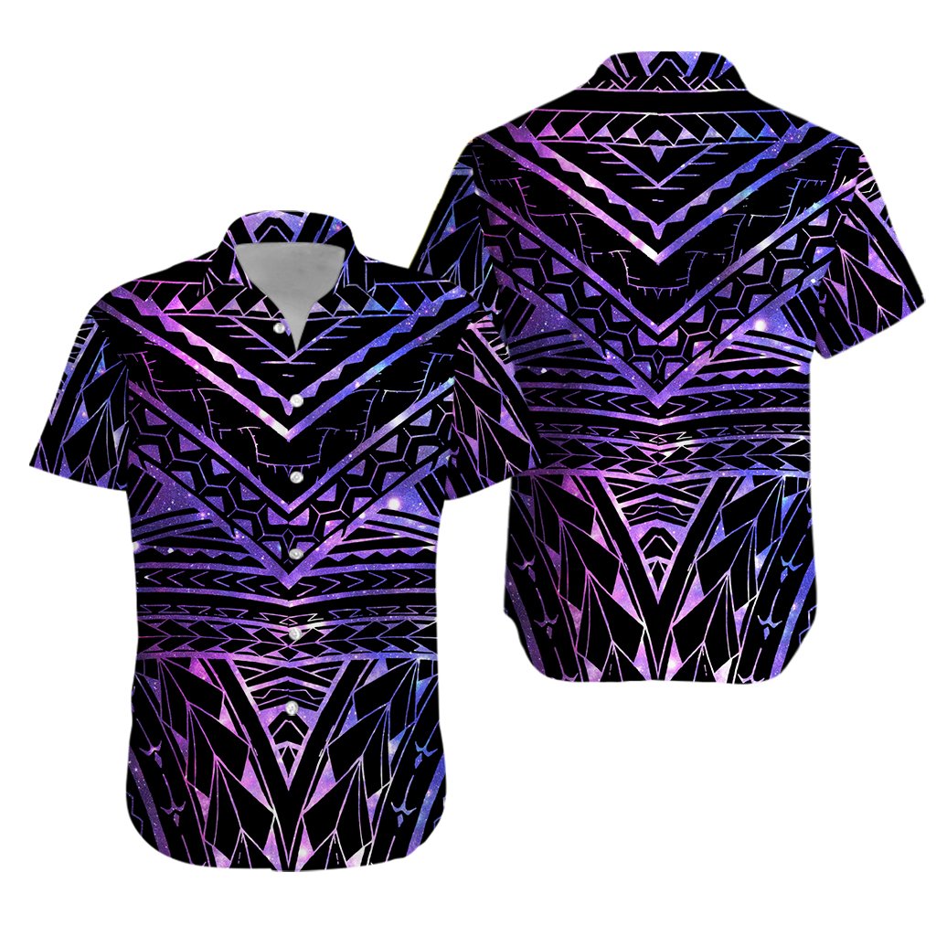 Polynesian Spearhead Purple Galaxy Hawaiian Shirt -