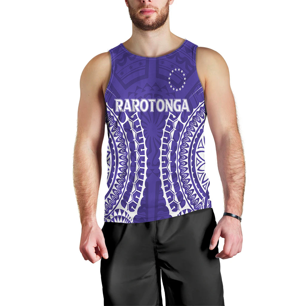 Custom Personalised Cook Islands Rarotonga Men Tank Top Purple Tribal Pattern