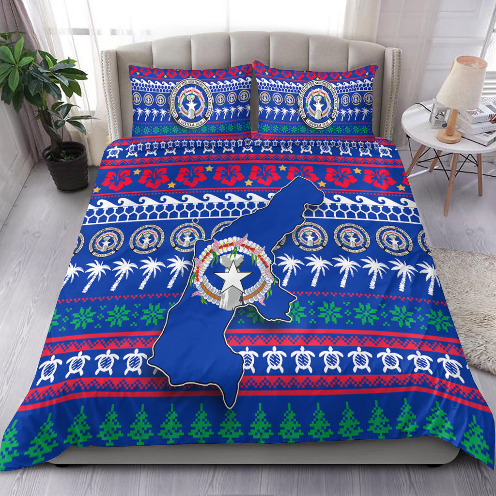 Northern Mariana Islands Christmas Bedding Set Ugly Christmas