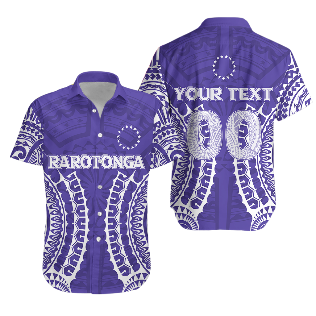 Custom Personalised Cook Islands Rarotonga Hawaiian Shirt - Purple Tribal Pattern -