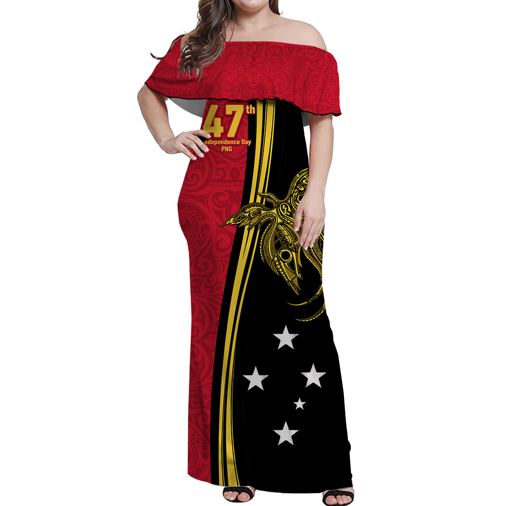 Papua New Guinea Independence Anniversary Polynesian Tribal Women Off Shoulder Dress