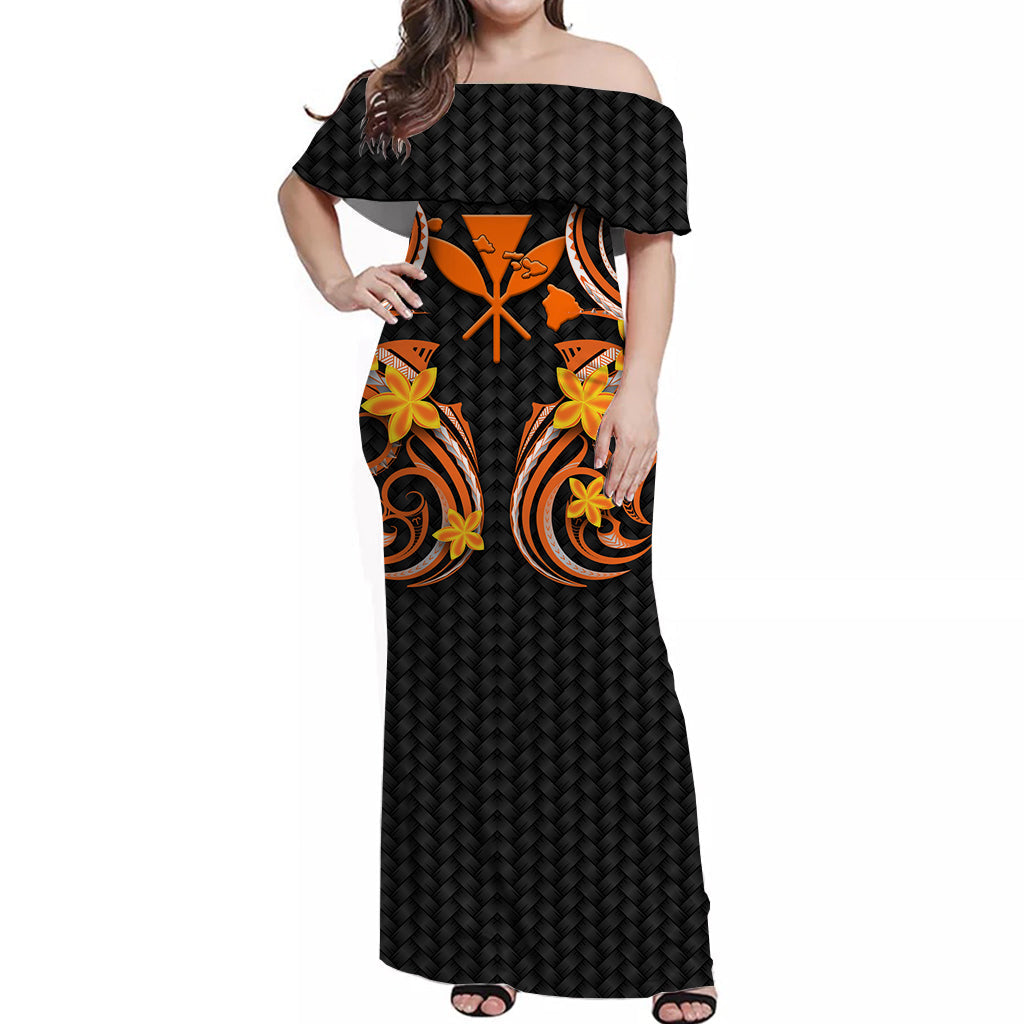Hawaii Hula Girl Floral Off Shoulder Long Dress