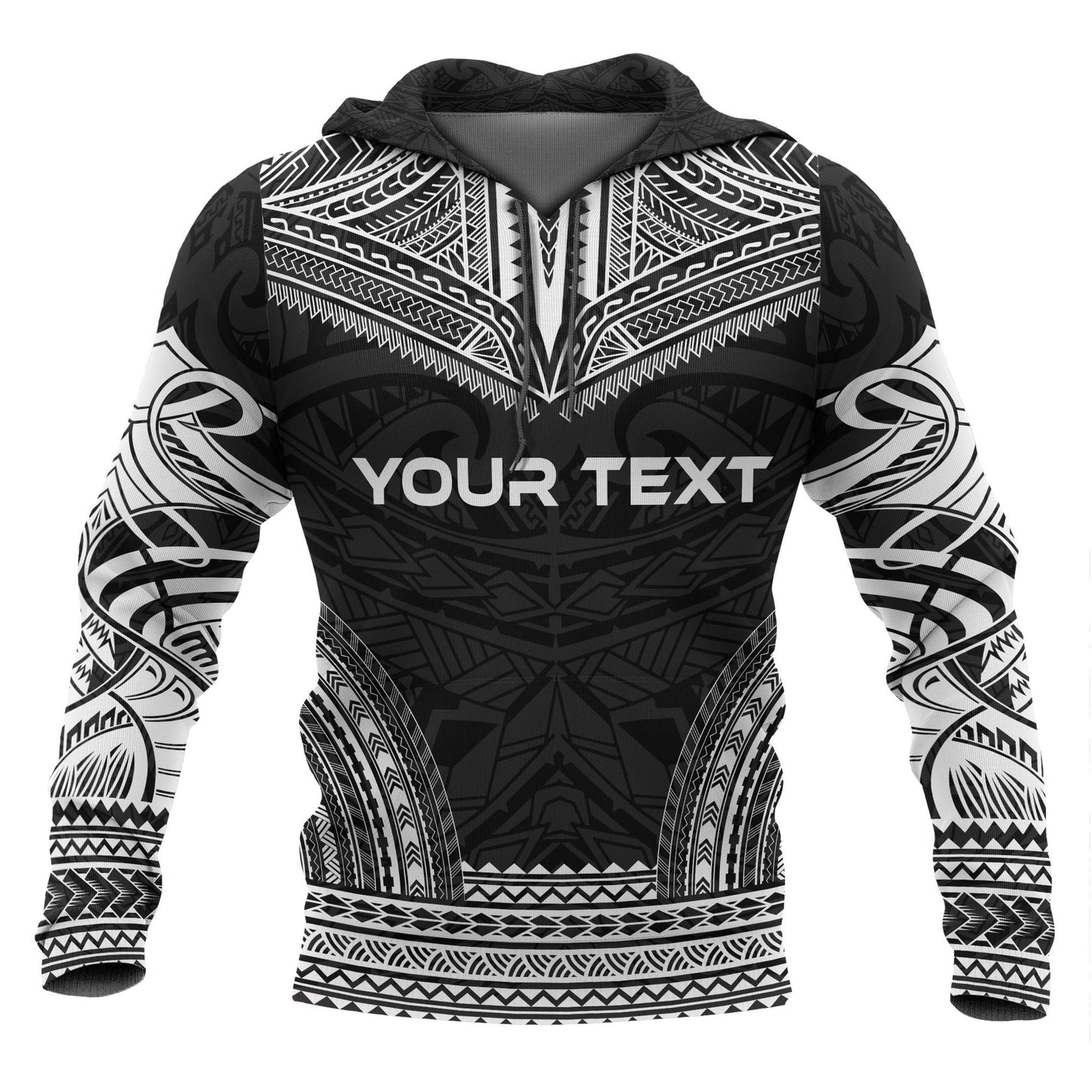 Samoa Coat of Arms Polynesian Chief Hoodie Black Version All Over Print