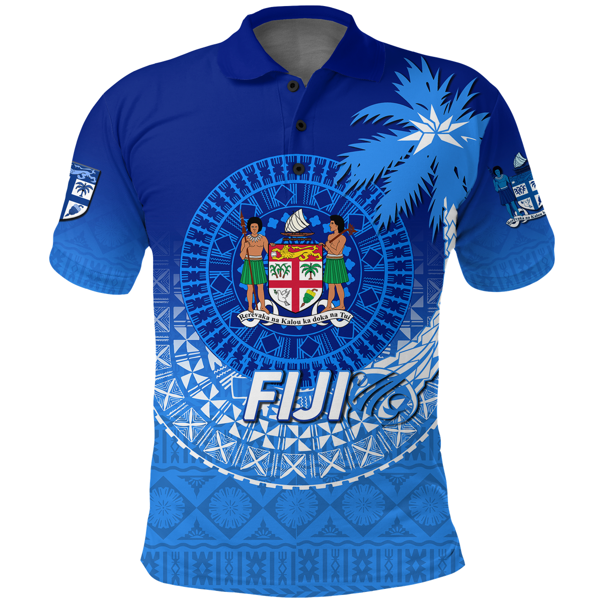 Fiji Tapa Tribal Coconut Tree Polo Shirt