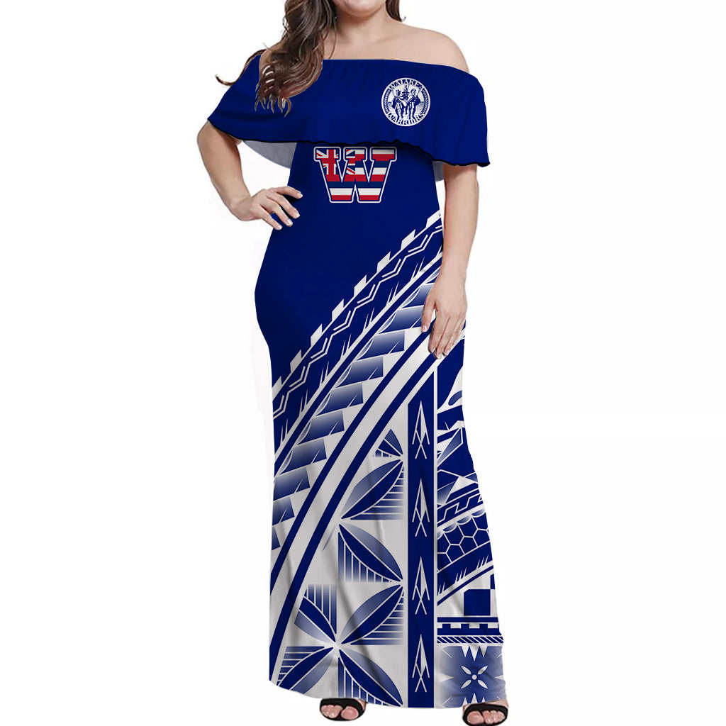 Hawaii Waiakea High School Tattoo Tribal Off Shoulder Dress Ver06