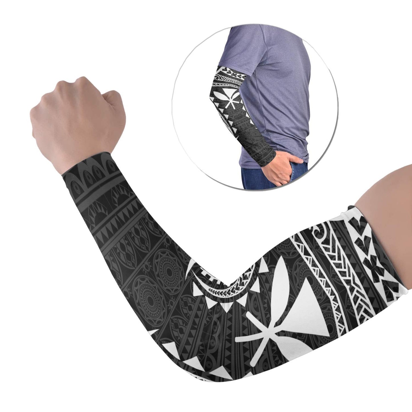 Polynesian Hawaii Arm Sleeve - White Tribal Pattern