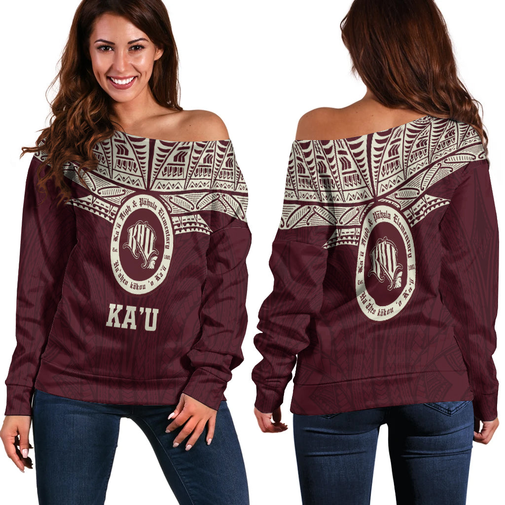 Hawaii Kau High & Pahala Elementary School Pride Women Off Shoulder Sweater