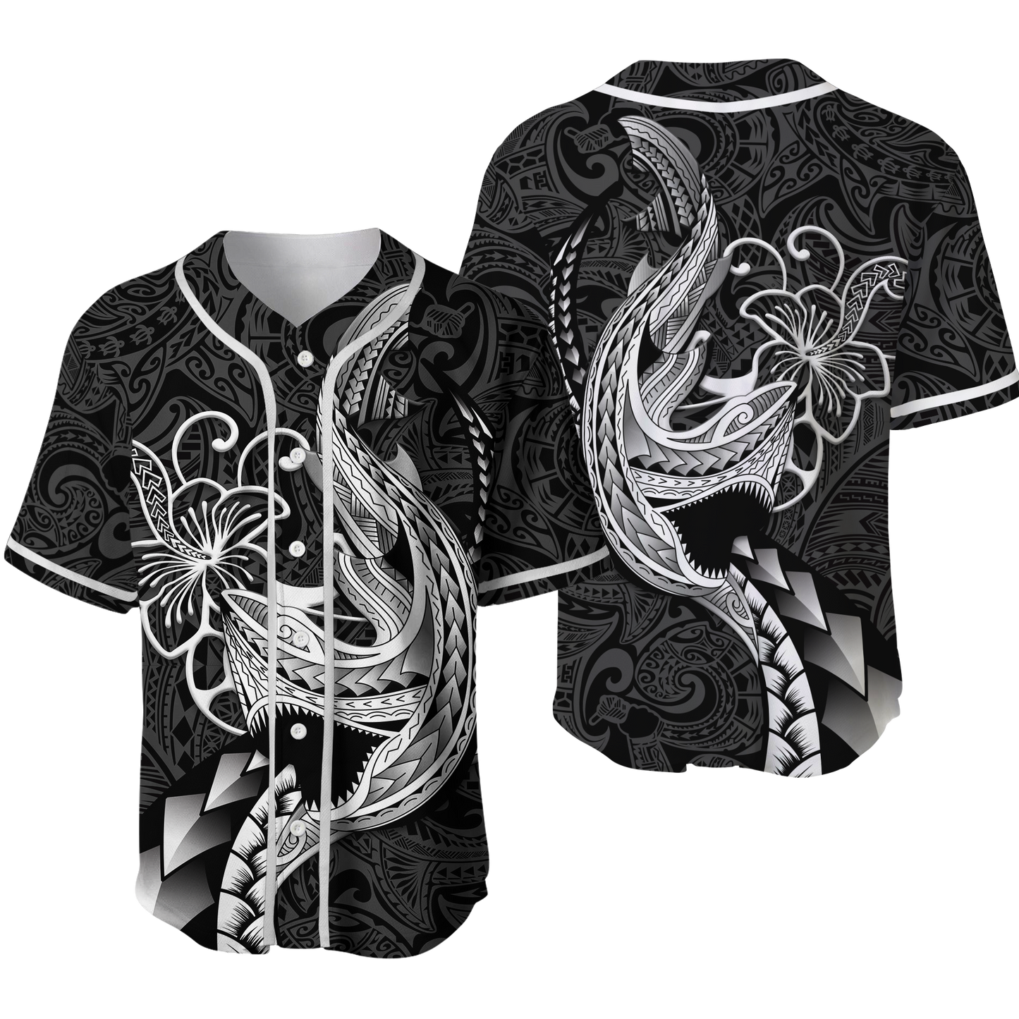 Polynesian Shark Tattoo Hawaii Tribal Baseball Jersey
