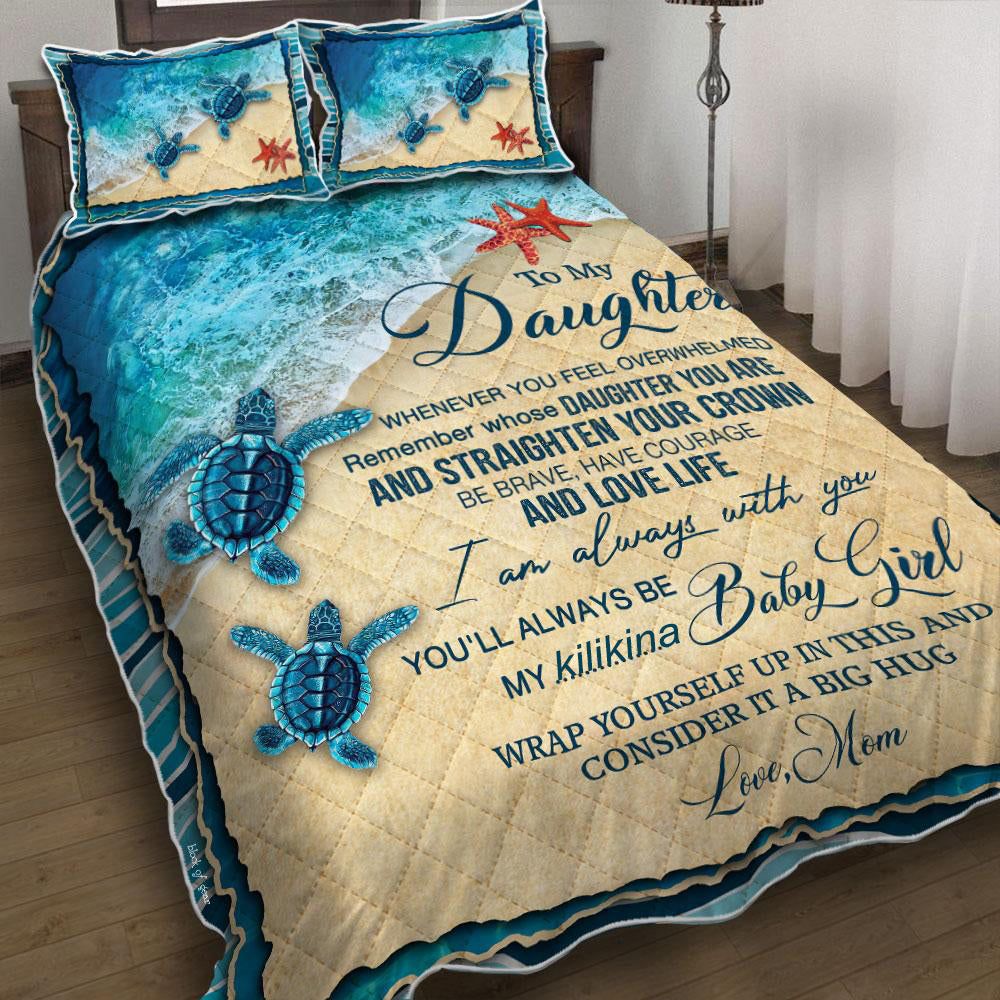 (kilikina) Hawaii Mom To Daughter Beach Turtle Quilt Bed Set AH
