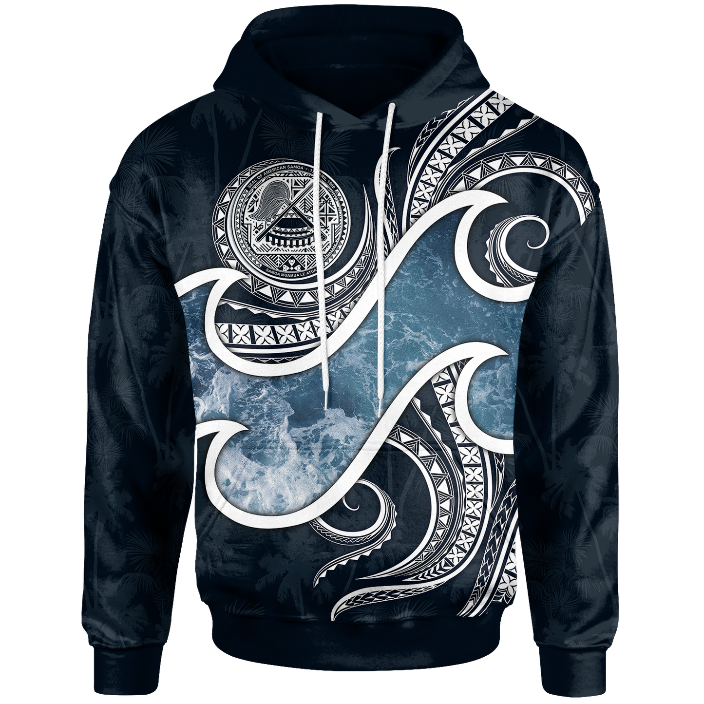 American Samoa Polynesian Hoodie Ocean Style