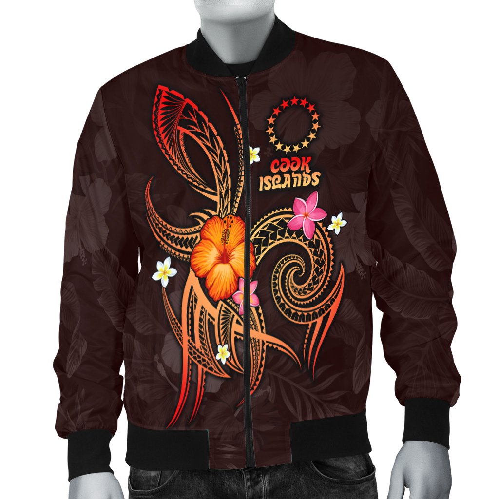 Cook Islands Polynesian Men's Bomber Jacket Legend of Cook Islands (Red)
