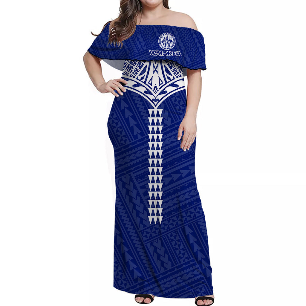 Waiakea High School Polynesian Tribal Off Shoulder Dress