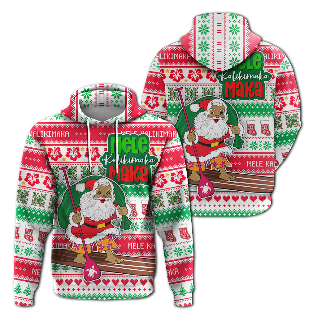 Hawaiian Christmas Hoodie Santa Surfing Ugly Christmas -