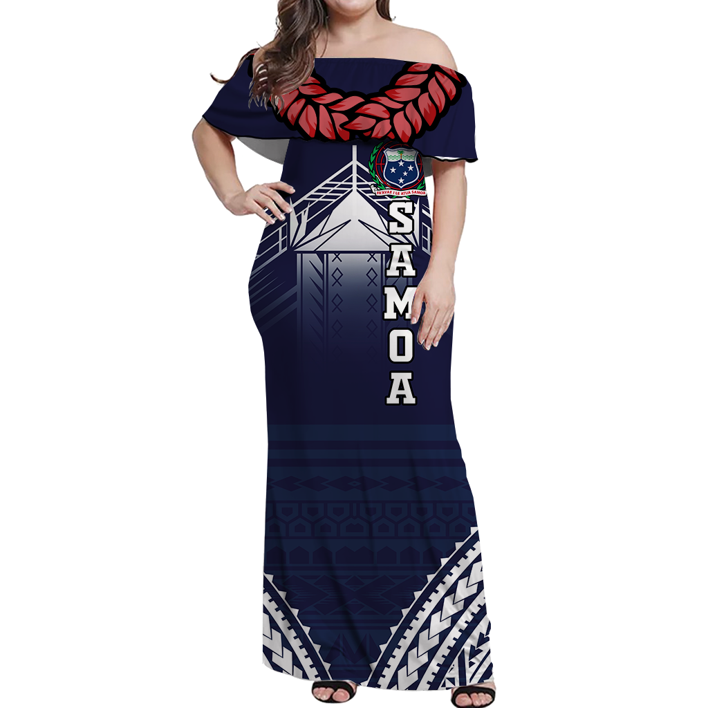 Samoan Ula Fala Art Off Shoulder Long Dress