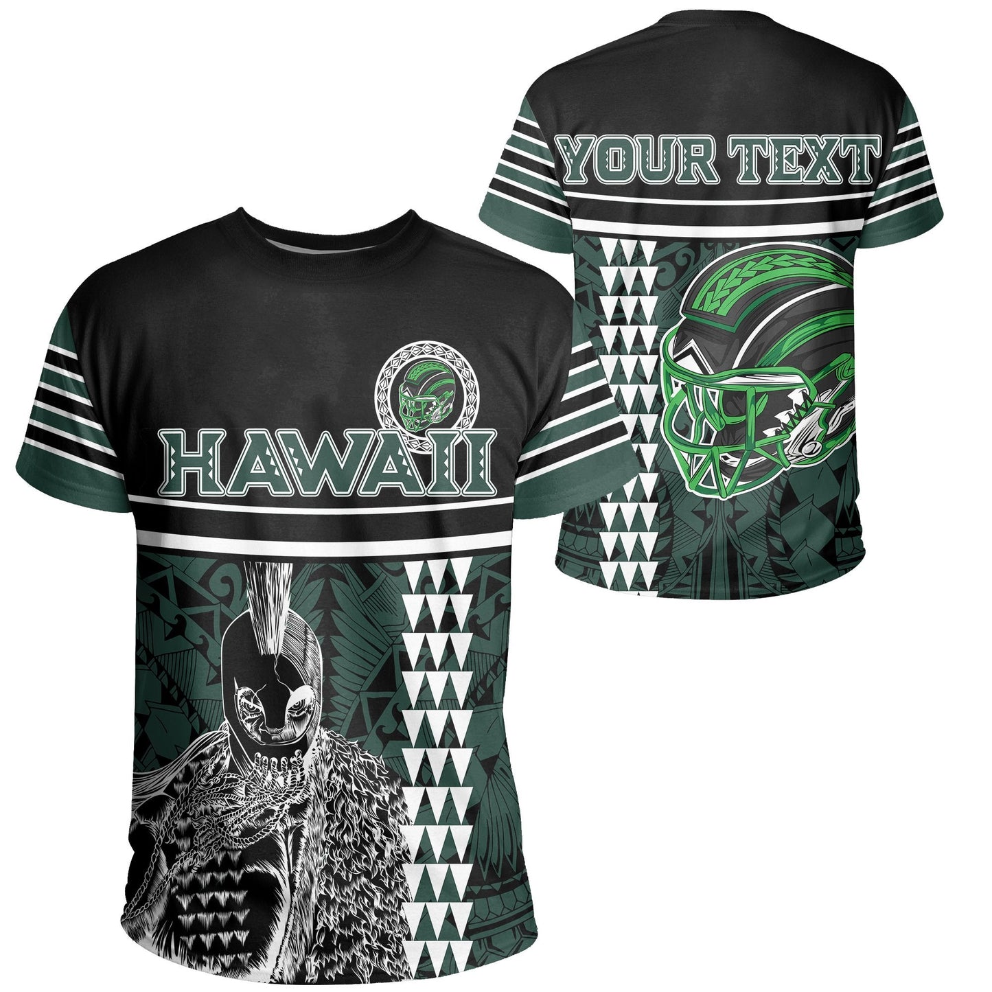 Personalised - Hawaii Kakau Polynesian Warrior Football T-Shirt - Ah - Rainbow Style