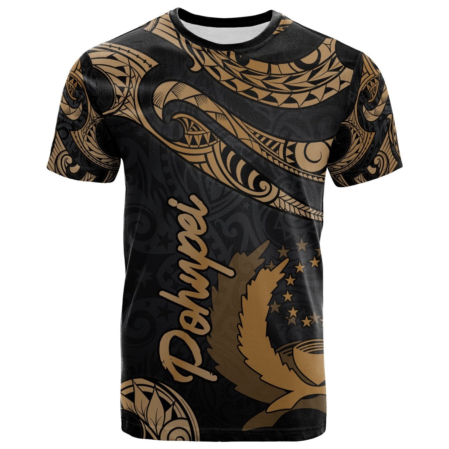 Pohnpei Micronesia T Shirt Poly Tattoo Gold Version